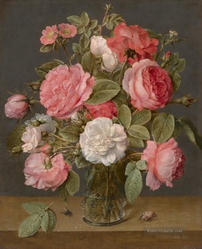 Klassik Blumen Werke - Jacob van Hulsdonck Rozen in een glazen vaas Blumeing